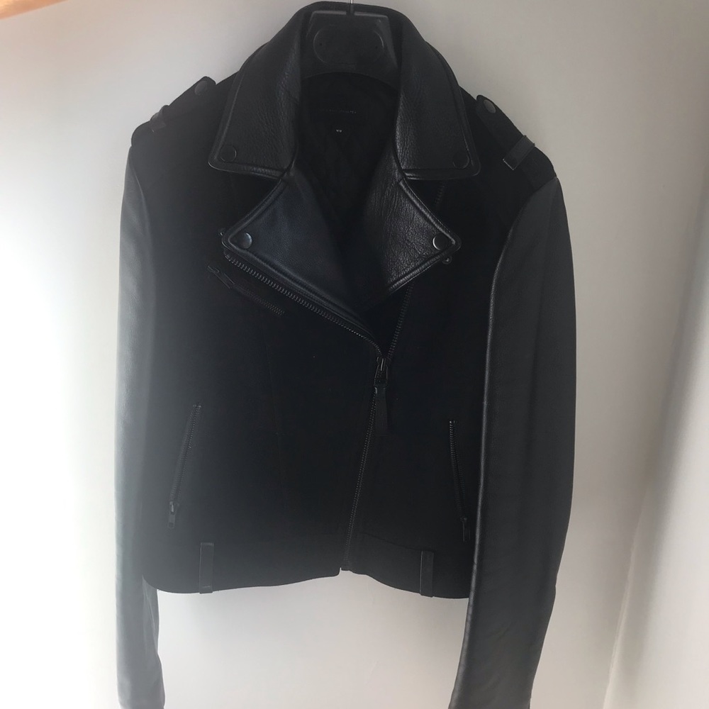 Wool and leather biker jacket aritzia